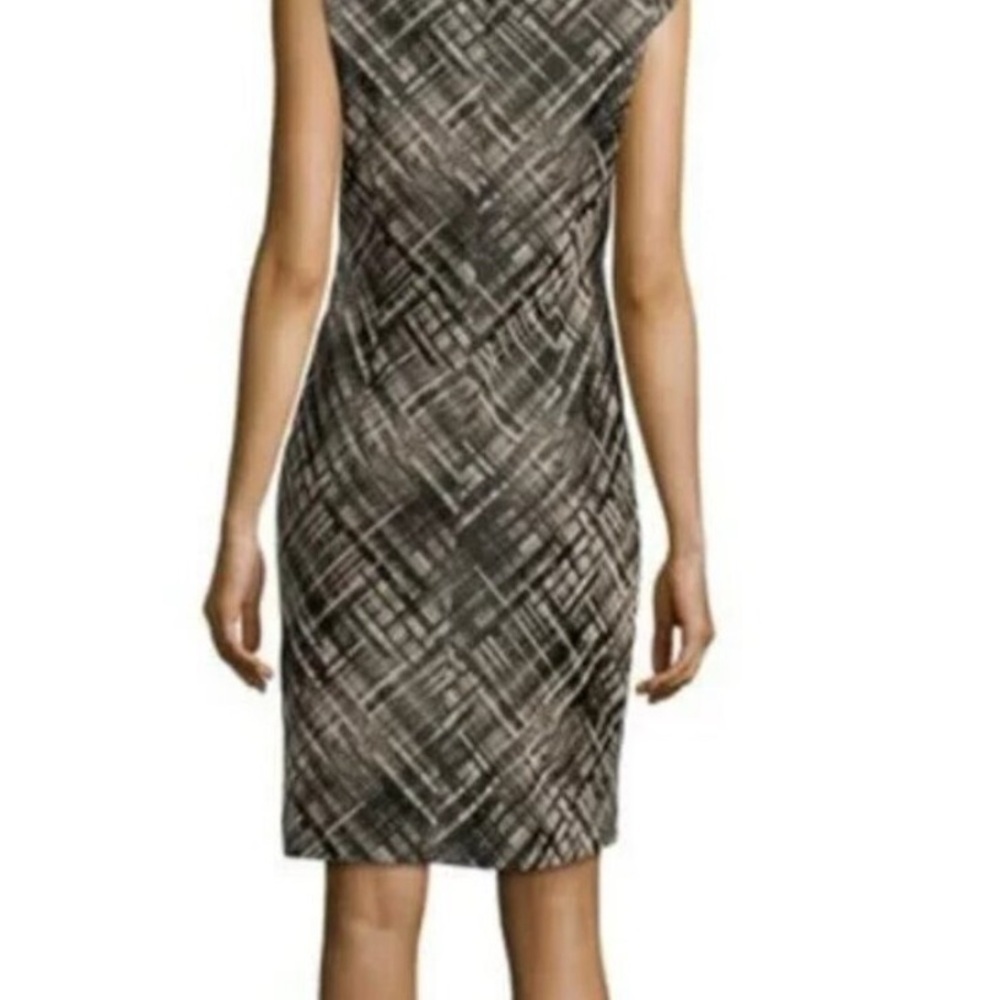Lafayette 148 New York Vania Leather Trim Sheath Designer Dress EA023 - Picture 3 of 10